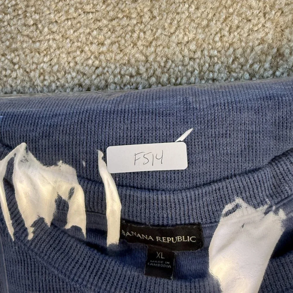 Banana Republic Men’s Long Sleeve Waffle Crew Sweatshirt Blue Size XL F514